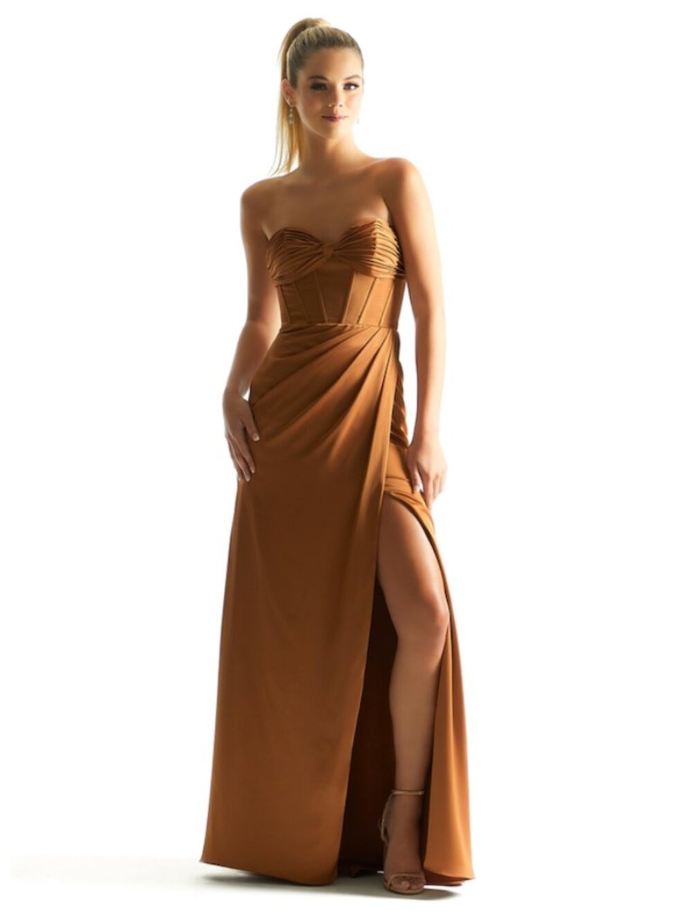 NWT Morilee Luxe Satin Corset Bodice Bridesmaid Dress in Spice